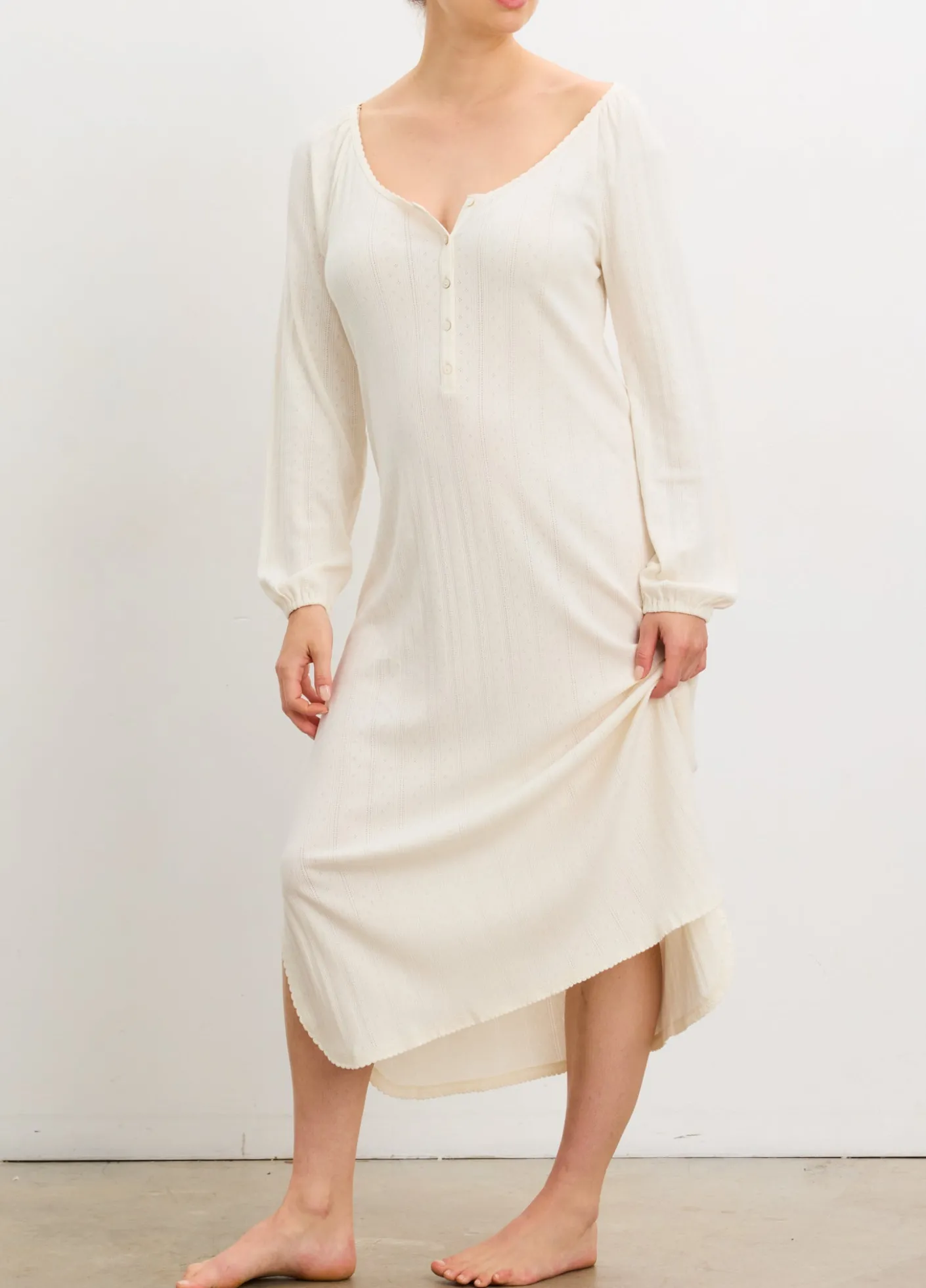 The Long Sleeve Pointelle Nightgown
